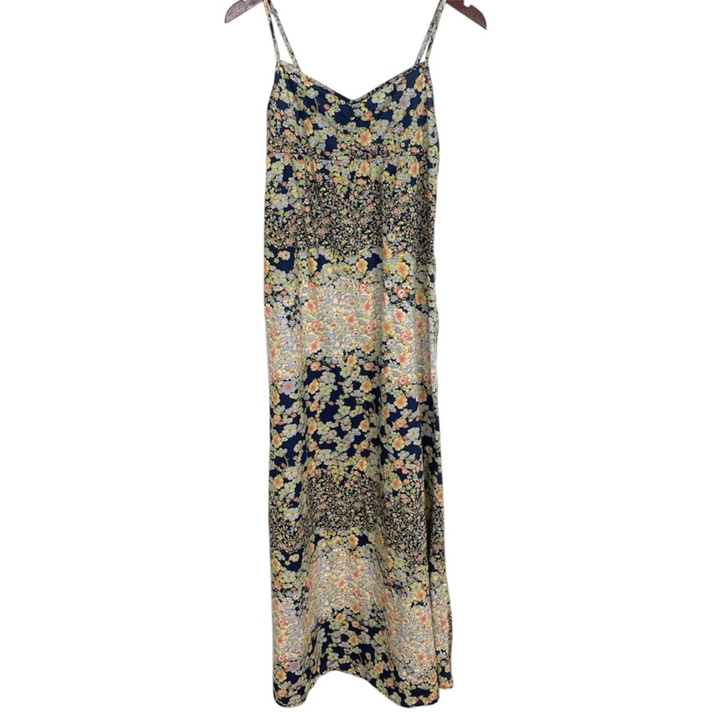 H&M Navy Blue Floral Cotton Maxi Dress Size 6